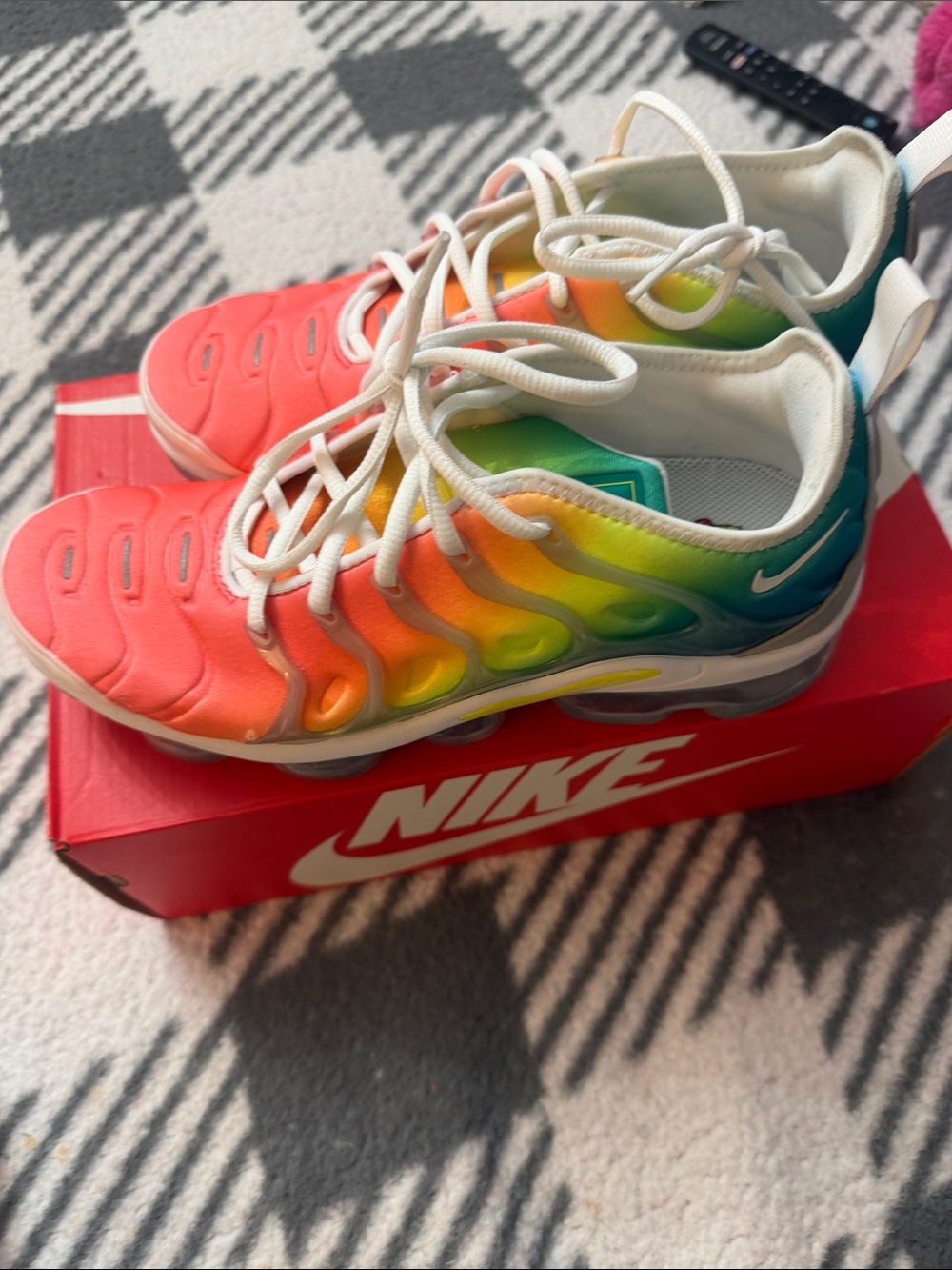 Nike Men's VaporMax Plus Runner Sneakers - Coral, Yellow, Green, Teal